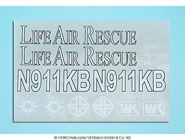Aufkleber LIFE AIR RESCUE VARIO Helicopter - Herst.-Nr. 133/1