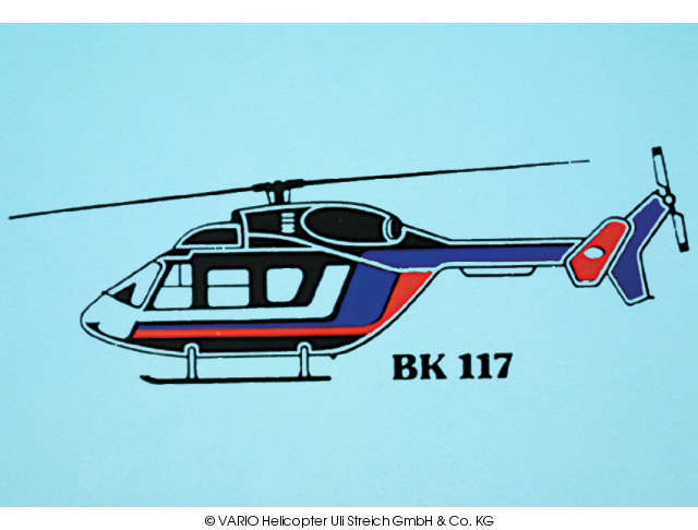 Autoaufkleber BK 117 schwarz VARIO Helicopter - Herst.-Nr. 14/65