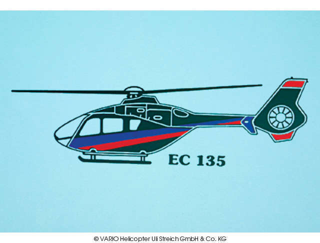 Autoaufkleber EC 135 schwarz VARIO Helicopter - Herst.-Nr. 14/69
