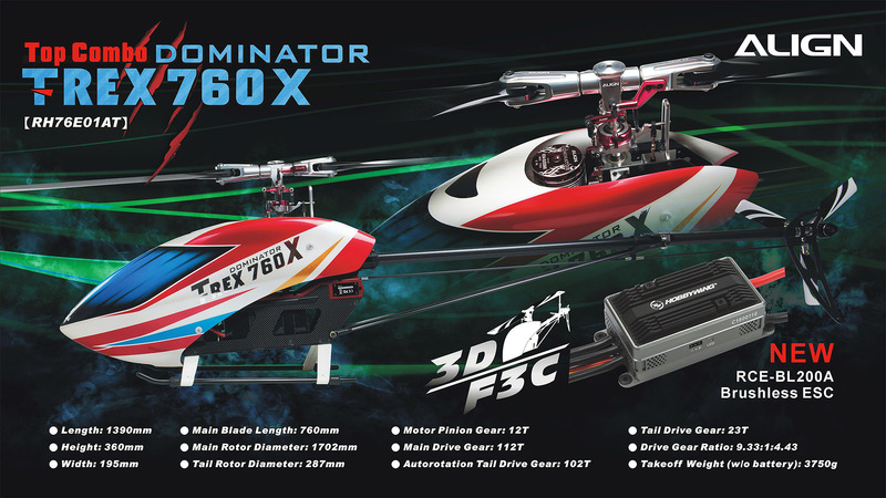 RC Helicopter T Rex 760X Dominator Top Super Combo RCE BL200A