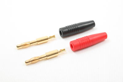 Bananenstecker, gold, zum Löten (1x Rot, 1x Schwarz)