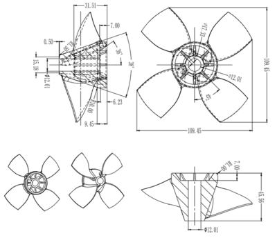 Ersatzrotorblätter Impeller 120mm EDF mit 4-Blatt-Rotor