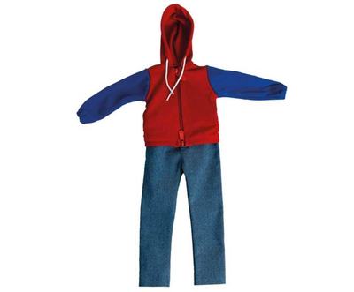 Para-RC Hoody rot, blaue Arme mit Jeans 1:3