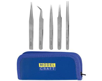 Pinzettenset 5-fach sortiert Edelstahl Zipcase