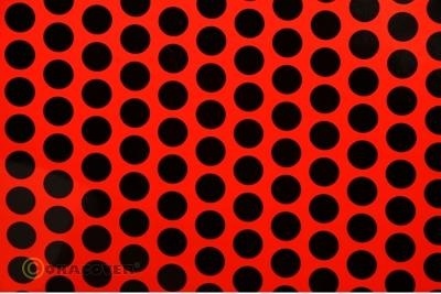 Oracover Fun1 	fluoeszierend rot / schwarz (Breite 600 mm, 10m Rolle)