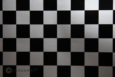 Oracover Bespannfolie Bügelfolie Fun3 silber schwarz (Breite 600 mm, 10m Rolle)