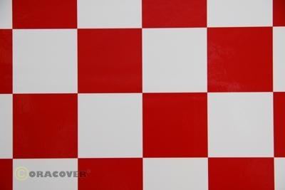 Oracover Bespannfolie Bügelfolie Fun 5 weiß - rot (Breite 600 mm, 10m Rolle)