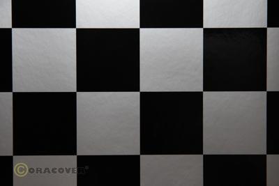Oracover Bespannfolie Bügelfolie Fun 5 silber - schwarz (Breite 600 mm, 10m Rolle)