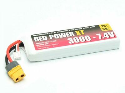 LiPo Akku Red Power XT 3000mAh 2S - 7,4V