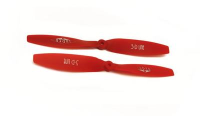 2-Blatt  Luftschraube Propeller Propeller Luftschraube 3-D Line 6x3", 15x7,5 cm  (2 R + 2 L) rot