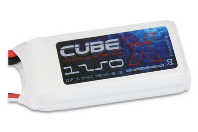 Lipo Akku X-Cube 1250mAh 2S1P 7,4V 30C/60C