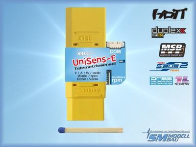 RC Telemetrie Sensor UniSens-E 140A mit XT90 Stecker