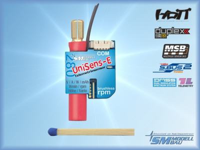 RC Telemetrie Sensor UniSens-E 280 A mit 6 mm LMT Goldstecker