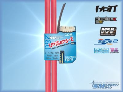 RC Telemetrie Sensor UniSens-E 280 A mit 2 x 4mm² Silikonkabel