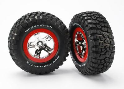 Komplettrad, 2,2"/3,0", BFGoodrich / SCT chrom-rot (hinten)(2 Stück)