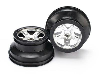 Felge, 2,2"/3,0", SCT (2WD vorn) mattchrom, beadlock schwarz (2 Stück)