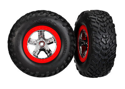 Komplettrad, 2,2"/3,0", SCT / SCT (2WD/4WD hinten) chrom-rot, TSM (2 Stück)