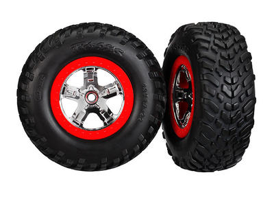 Komplettrad, 2,2"/3,0", SCT / SCT chrom-rot, TSM (2WD vorn)(2 Stück)