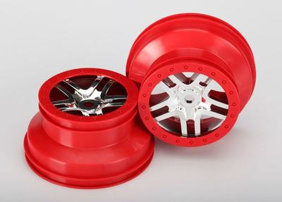 Felge, 2,2"/3,0", SCT Split-Spoke, mattchrom-rot (2 Stück)