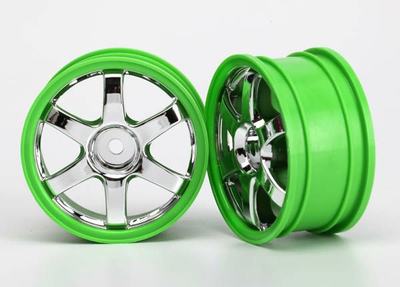 Felge, 1,9", Volk Racing TE37 chrom/grün (2 Stück)