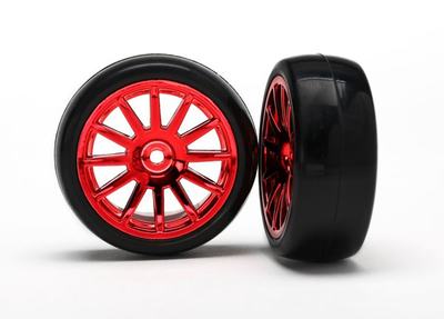 Komplettrad, 1,3", Slickreifen / Rally rot-chrom (2 Stück)