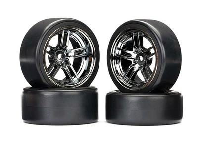 Komplettrad, 1.9", Drift / Split-Spoke schwarz-chrome 2vo/2hi (4 Stück)