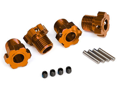 Radmitnehmer, 17mm Hex, Alu orange + Stifte und Madenschraube (je 4 Stück)
